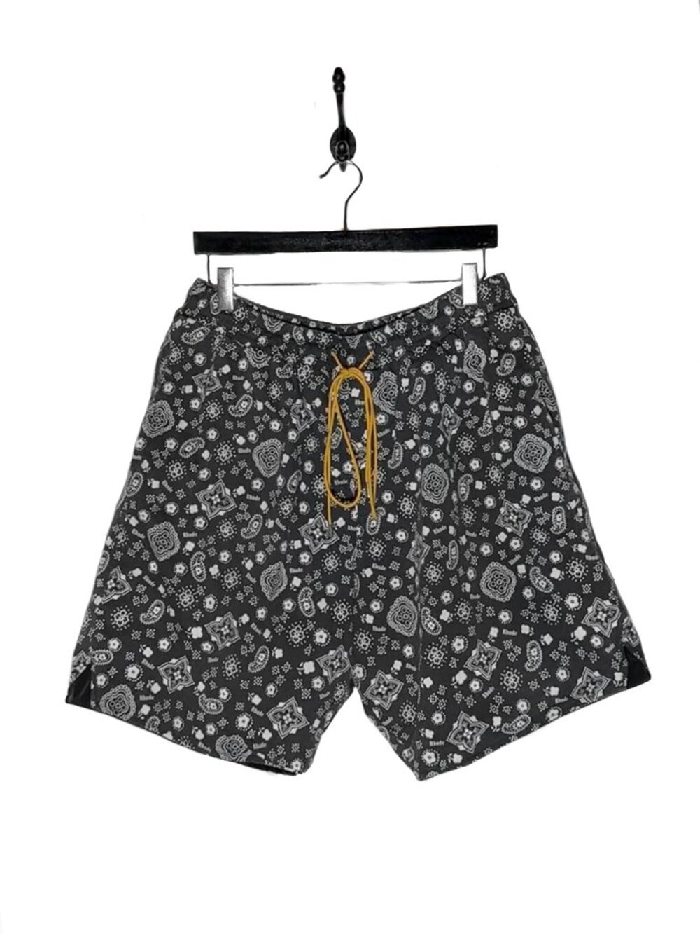 Rhude Black White Bandana Pattern Sergé Shorts